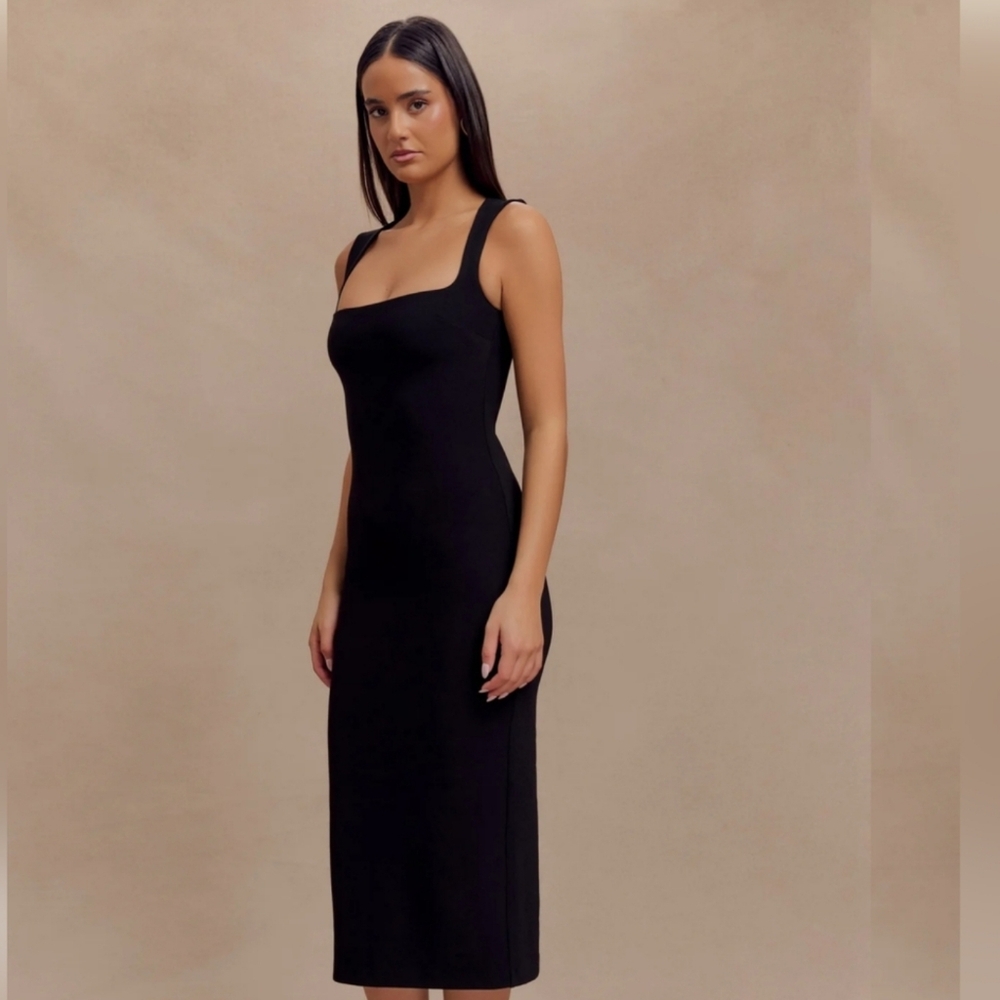 NWT Meshki Frida Crepe black Midi Dress Size XL - Picture 3 of 14